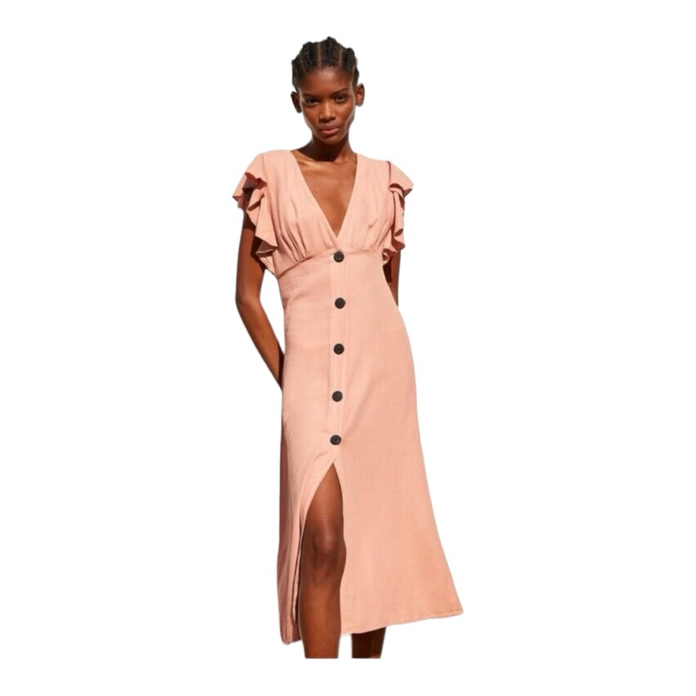 ZARA | Rustic Linen Blend Flutter Sleeve Blogger’s Favourite Dress